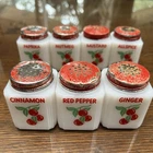 RARE VINTAGE 1930’S TIPP CITY MILK GLASS CHERRY SHAKER SET