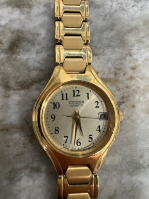Citizens Womens Dress Watch Gold Tone Quartz Date And Water Resistant WORKS  | eBay