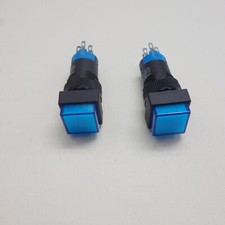 2PCS 12MM 12V Blue LED ILLUMINATED Square Momentary PUSH BUTTON 2NO/2NC 2POLES