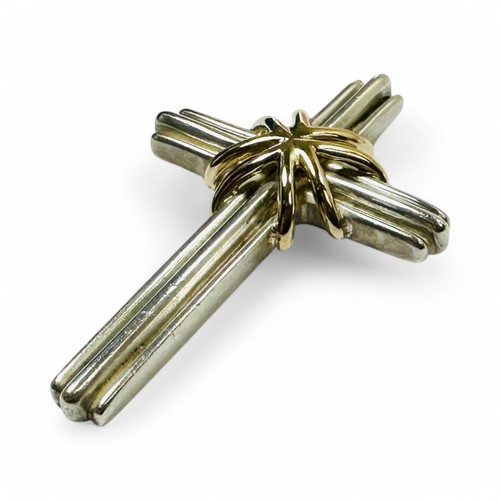 Auténtico colgante cruz Tiffany & Co. plata 925 oro 750 - Imagen 3 de 10