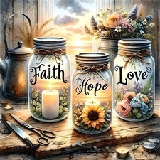Faith,Hope,Love Diamond Art Kits for Adults,Inspirational 5D Diamond Painting...