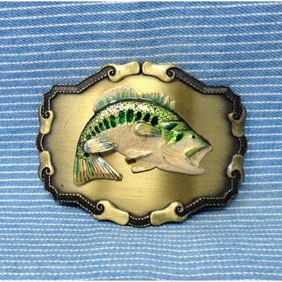 Bass Belt Buckle Fishing Fisherman Sportsman Vtg 70s Raintree B&J Inc .GTA833