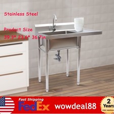 Commercial Utility 39" Stainless Steel Sink Basin for Outdoor/Laundry indoor NEW