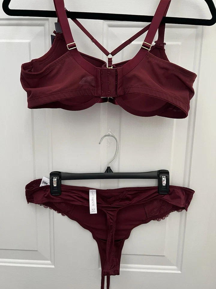 Nuevo con etiquetas Conjunto Cacique Intimates Púrpura Oscuro Boost Sujetador Balconette y Tanga 14/16 UW Foto 2 de 4