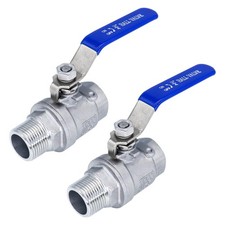 Ball Valve 3/4 Inch Full Port Stainless Steel 304 NPT Locking Handle 2 PCS
