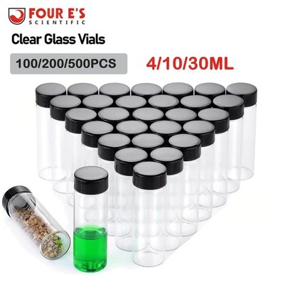 4/10/30ml 500pcs Glass Vials Clear Sample Vials Lab vials Small Vial w/Screw Cap