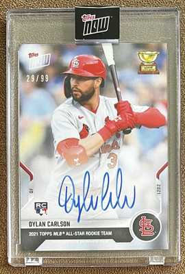 2021 Topps Now Dylan Carlson Rookie Cup Autograph /99 Cardinals #RC-8A Encased