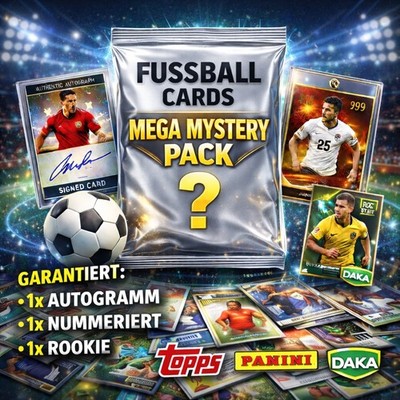 MEGA MYSTERY PACK Fußball Sammelkarten 50 Stück Topps Panini Daka mit GARANTIE