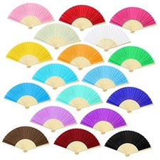 18 Pieces Handheld Fans Cloth Hand Fans Bamboo Folding Fans for 18 Colors