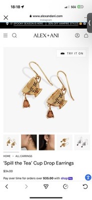 Gold Tea Cup Drop Earrings Women s Dangle Jewelry Gift