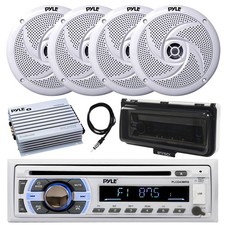 Pyle Marine CD Radio, Amp, Cover, Antenna, 4x 6.5" 240W Speakers