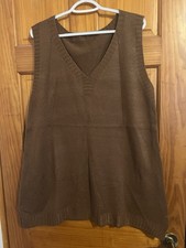 NWT Women Sleeveless Brown Sweater Dress Large