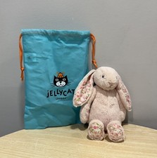 Authentic Jellycat Small Blush Cherry Blossom Bunny Plush W/ Dust Bag NWT