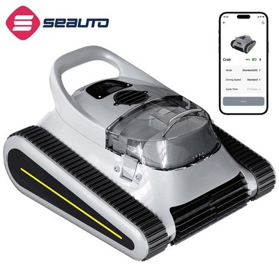 Seauto Cordless Robotic Pool Cleaner Wall Climbing 3 Modes Automatic App Support
