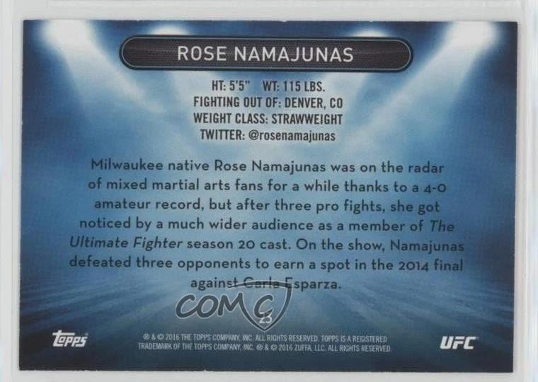 2016 Topps UFC High Impact Topps Online Exclusive Rose Namajunas #23 - Image 2 of 2