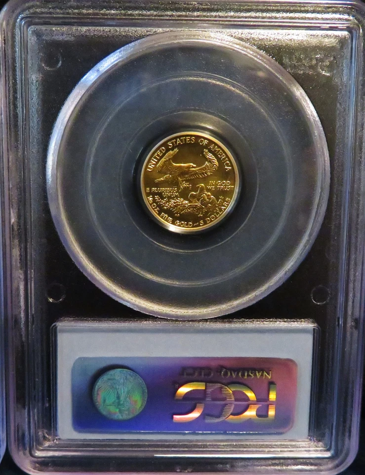1991-P GOLD Eagle $5 1/10oz. PCGS MS69 - Image 3 of 4