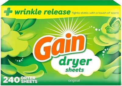 Gain Dryer Sheets Laundry Anti-Static Fabric Softener, Original Scent, 240 Count