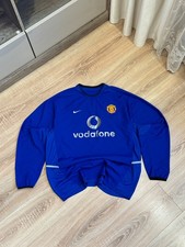 Manchester United 2002-03 Third Shirt Vodafone Nike Blue Long Sleeve Football XL