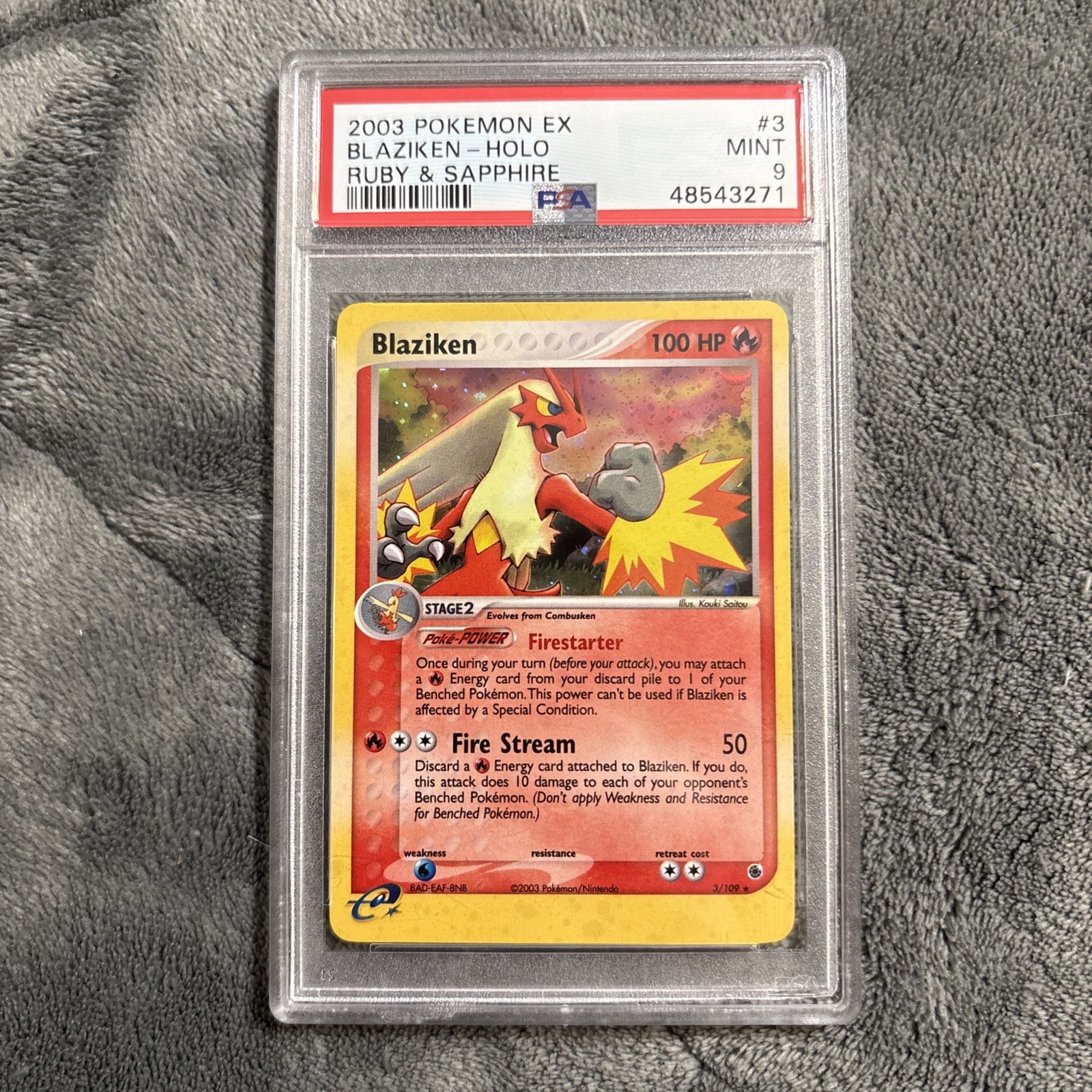 2003 Pokemon Blaziken Holo PSA 9 Mint Ex Ruby & Sapphire #3/109 Rare Card #3