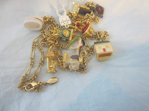 Joan River Vintage Melissa's Doll House Charms Necklace Gold Tone Chain