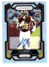 2023 Panini Prizm K.J. Henry Silver Prizm Autograph #400 RC Commanders Football!