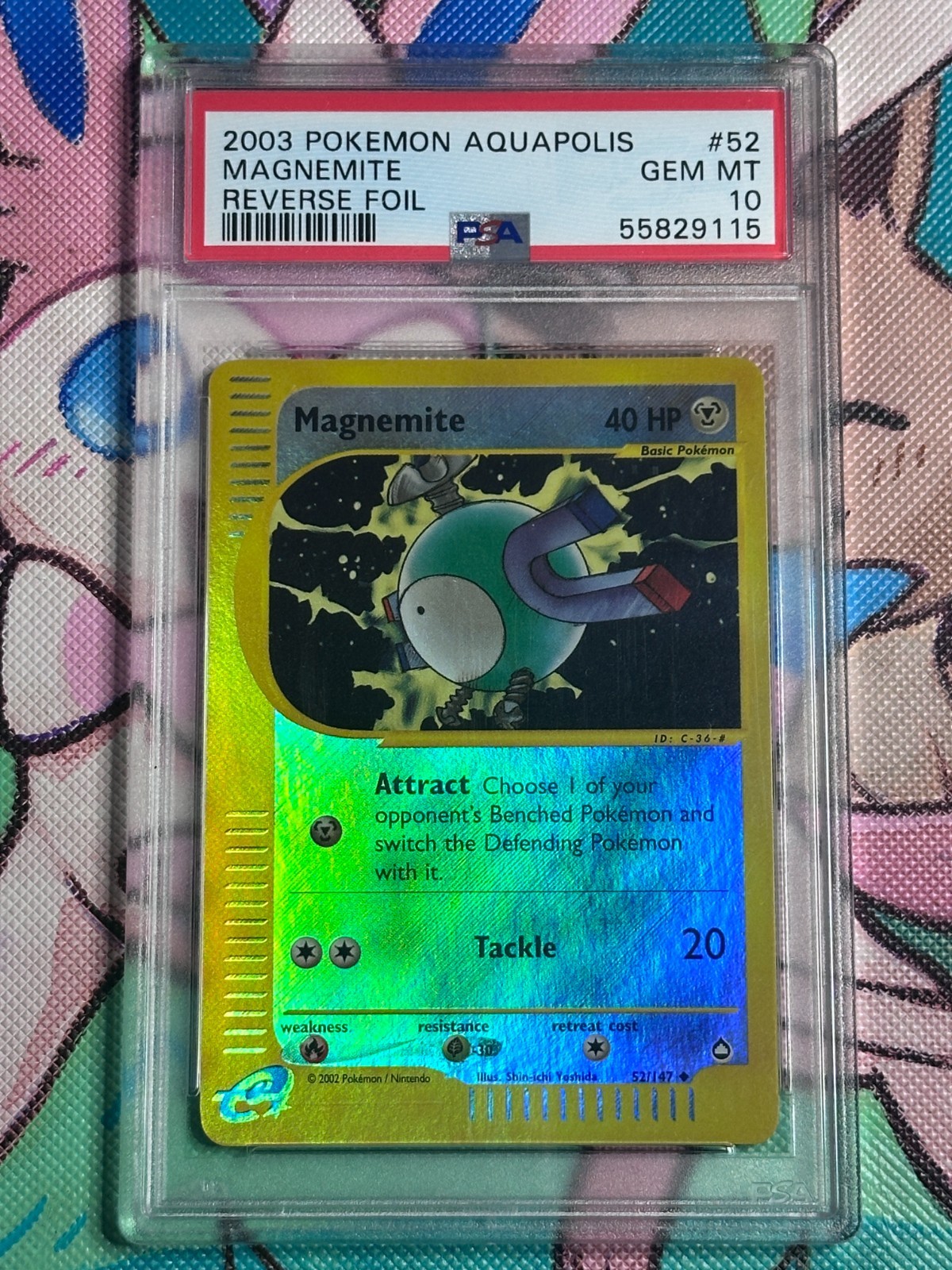 Magnemite Reverse Holo 52 2003 Aquapolis PSA 10