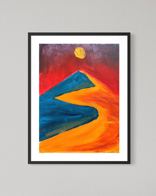 Sunset Summit 12x16 Canvas Abstract Colorful Mountain Vibrant Original Art