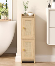 Rattan Small Bathroom Cabinet with 2 Doors, 7.9''D X 7.9''W Narrow Toilet Paper