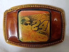 Vintage Nascar Belt Bucle #24 Jeff Gordon Gold tone made in USA Handcrafted