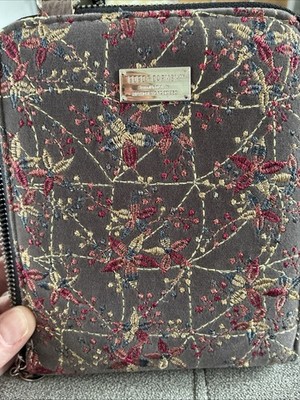 Coco + Carmen Embroidered Floral Crossbody Bag Brown Red Gold Detachable Strap