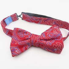 Croft  Barrow Bow Tie Pink Blue Paisley 2.5" Wide Pre Tied Silk Polyester