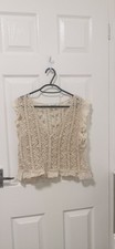 Wild Flower beige crochet knit