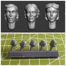 1/35 Scale Female Resin Heads Set – 5x Unpainted WW2 Style Model Kit Parts