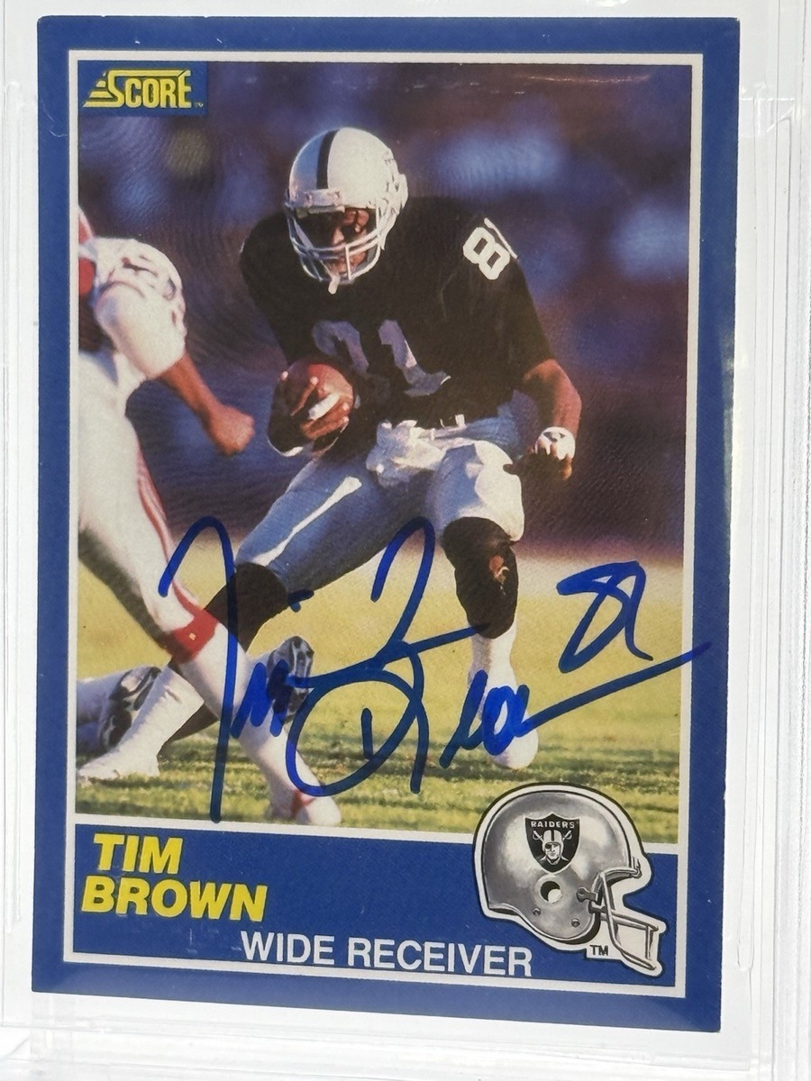 1989 Score #86 NFL HOF LEGEND Tim Brown ON-CARD AUTO Beckett
