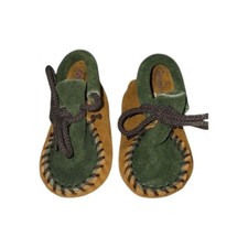 Minnetonka Baby Moccasins Green & Brown Suede Leather- Size 1