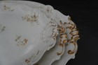 Lot of 3 Porcelain Oval White Floral Platters w/ Gold Trim Handles Glossy — photo 2