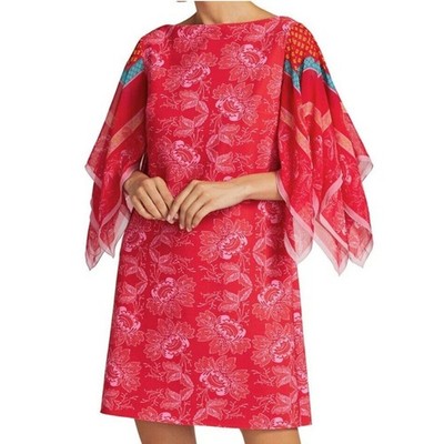 Chiara Boni La Petite Robe Karics Red Floral Boatneck Mini Dress Size Medium