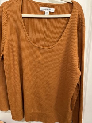 Amazon Essentials Brown Knit Scoop Neck Long Sleeve Top Plus Size 4X Women's