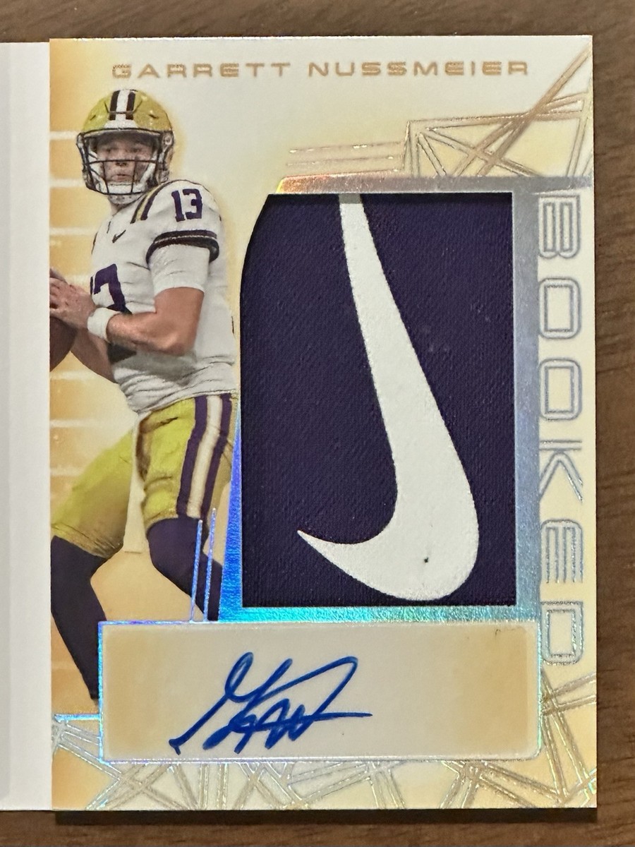 2024 Leaf Jaxson Dart Garrett Nussmeier Nike Swoosh Laundry Tag