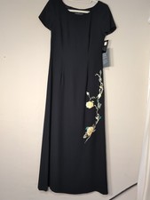 Vtg Carole Little Dress Women's New Year Rose Embroid Maxi Classy size 4(500)
