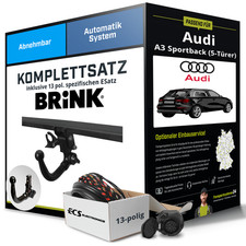 Für AUDI A3 Sportback Typ 8YA Anhängerkupplung abnehmbar +eSatz 13pol 19- Kit