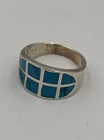 Vintage Zuni 925 Turquoise Inlay Ring Size 9 Unisex Ring