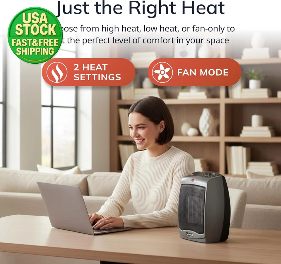 Calentador de Espacio Eléctrico Portátil Cerámico 1500W con Termostato e Interruptor de Seguridad Foto 3 de 4