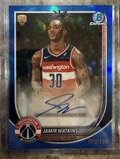 2025-26 Bowman Chrome Blue Refractor Autograph Jamir Watkins /150 Wash Wizards
