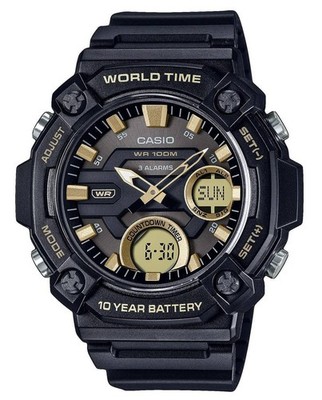 Casio Youth Analog Digital Resin Black Dial Quartz AEQ-120W-9AV 100M Men's Watch