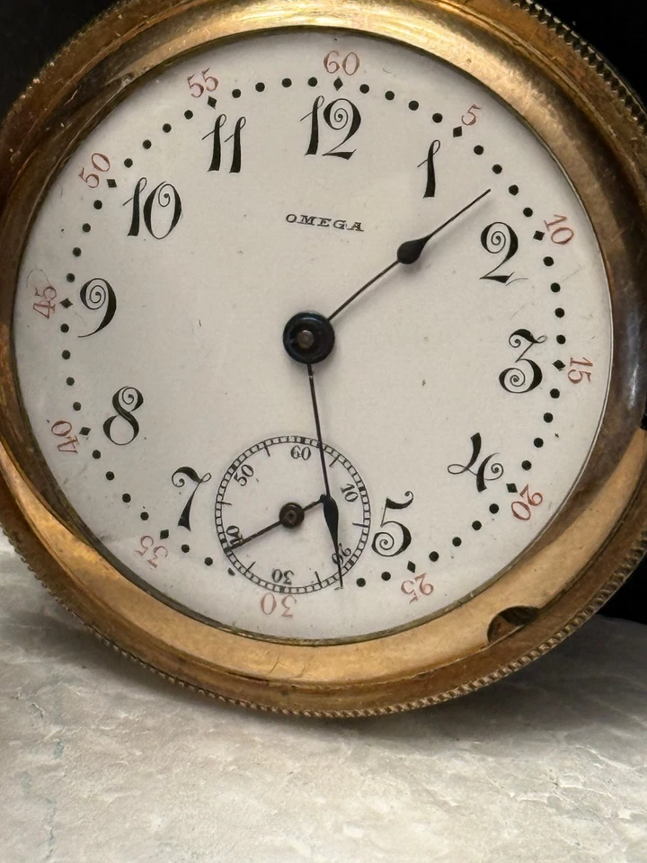 Reloj Bolsillo Omega 1907 Lleno de Oro No Funciona 47 Foto 4 de 4