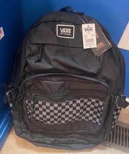 VANS Old Skool Backpack Black/White Checkered Zip Outer Pockets Large