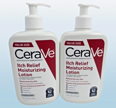 CERAVE ITCH RELIEF MOISTURIZING LOTION 16 OZ NWOB EXP: 2027 LOT OF 2