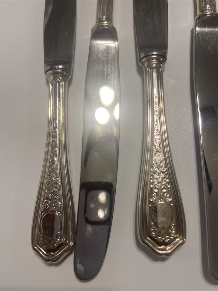 MAKLBUKUUGH Por BirksRegency Plato Plateado Cuchillo de Cena Cónico Lote De 8 De Colección Foto 2 de 4