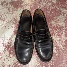 Vintage Dexter Black Leather Loafer Shoes Dress Usa Made 11 D